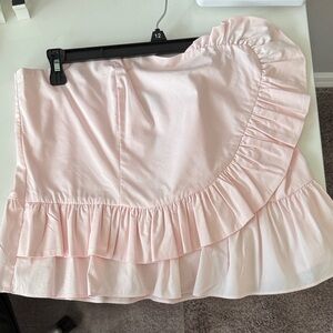 Express Light Pink Asymmetrical Ruffled Top